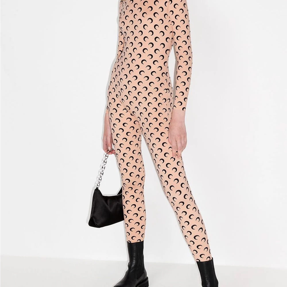 Marine Serre Beige and Black Crescent Jumpsuit